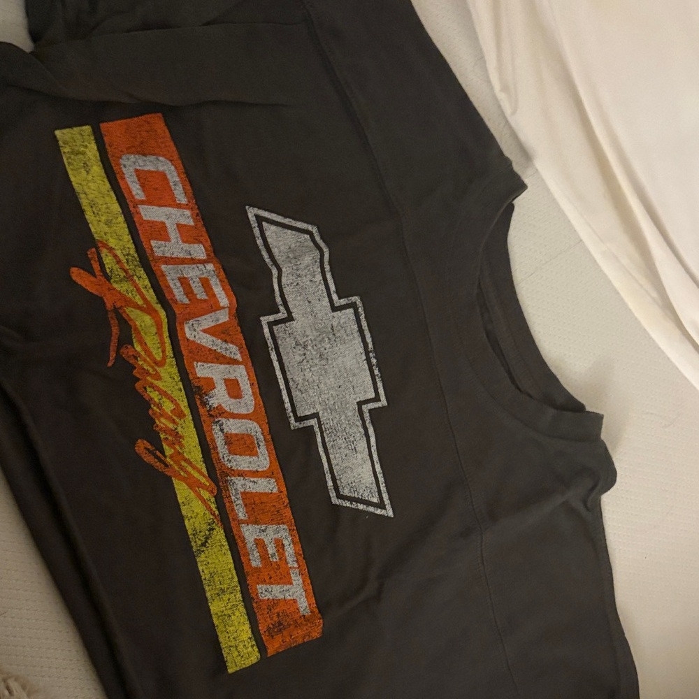 Aeropostale Gray Crop Top with Orange and Yellow Accents